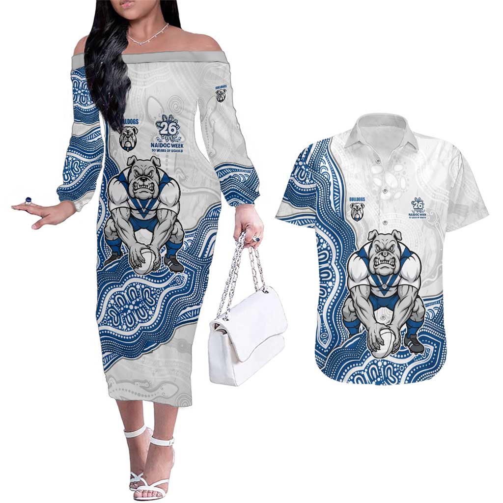 Canterbury-Bankstown Bulldogs NAIDOC Week 2026 Couples Matching Off The Shoulder Long Sleeve Dress and Hawaiian Shirt First Nations of Australia Aboriginal Mascot Rugby