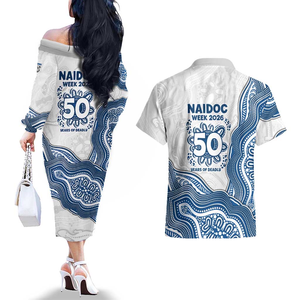Canterbury-Bankstown Bulldogs NAIDOC Week 2026 Couples Matching Off The Shoulder Long Sleeve Dress and Hawaiian Shirt First Nations of Australia Aboriginal Mascot Rugby