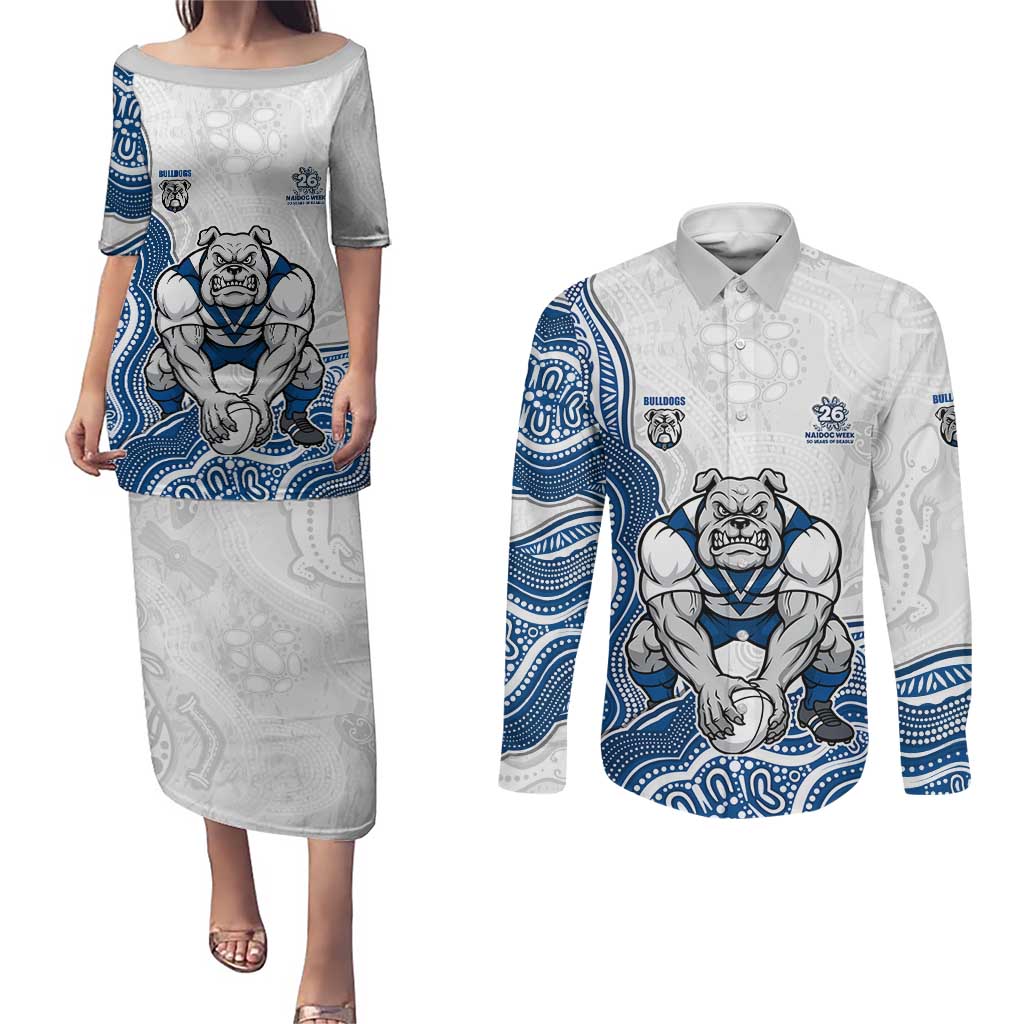 Canterbury-Bankstown Bulldogs NAIDOC Week 2026 Couples Matching Puletasi and Long Sleeve Button Shirt First Nations of Australia Aboriginal Mascot Rugby