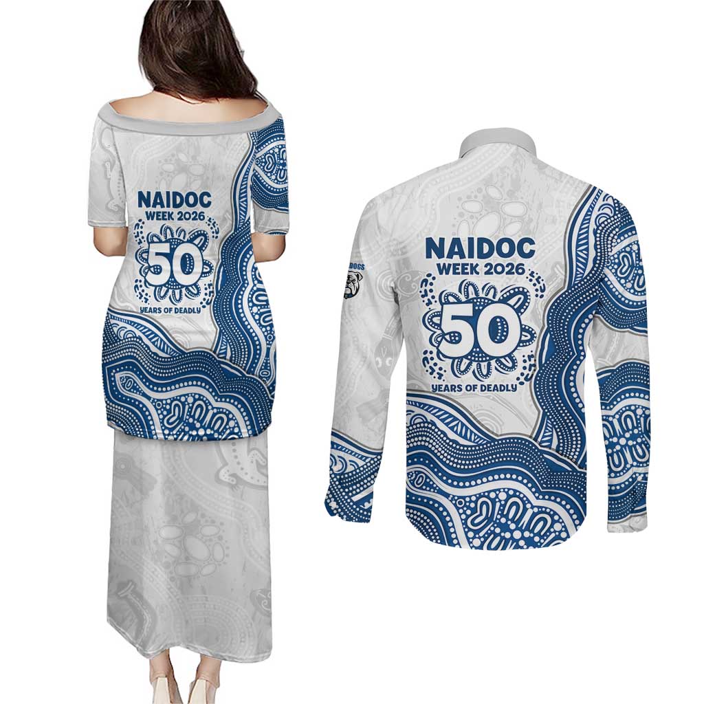 Canterbury-Bankstown Bulldogs NAIDOC Week 2026 Couples Matching Puletasi and Long Sleeve Button Shirt First Nations of Australia Aboriginal Mascot Rugby