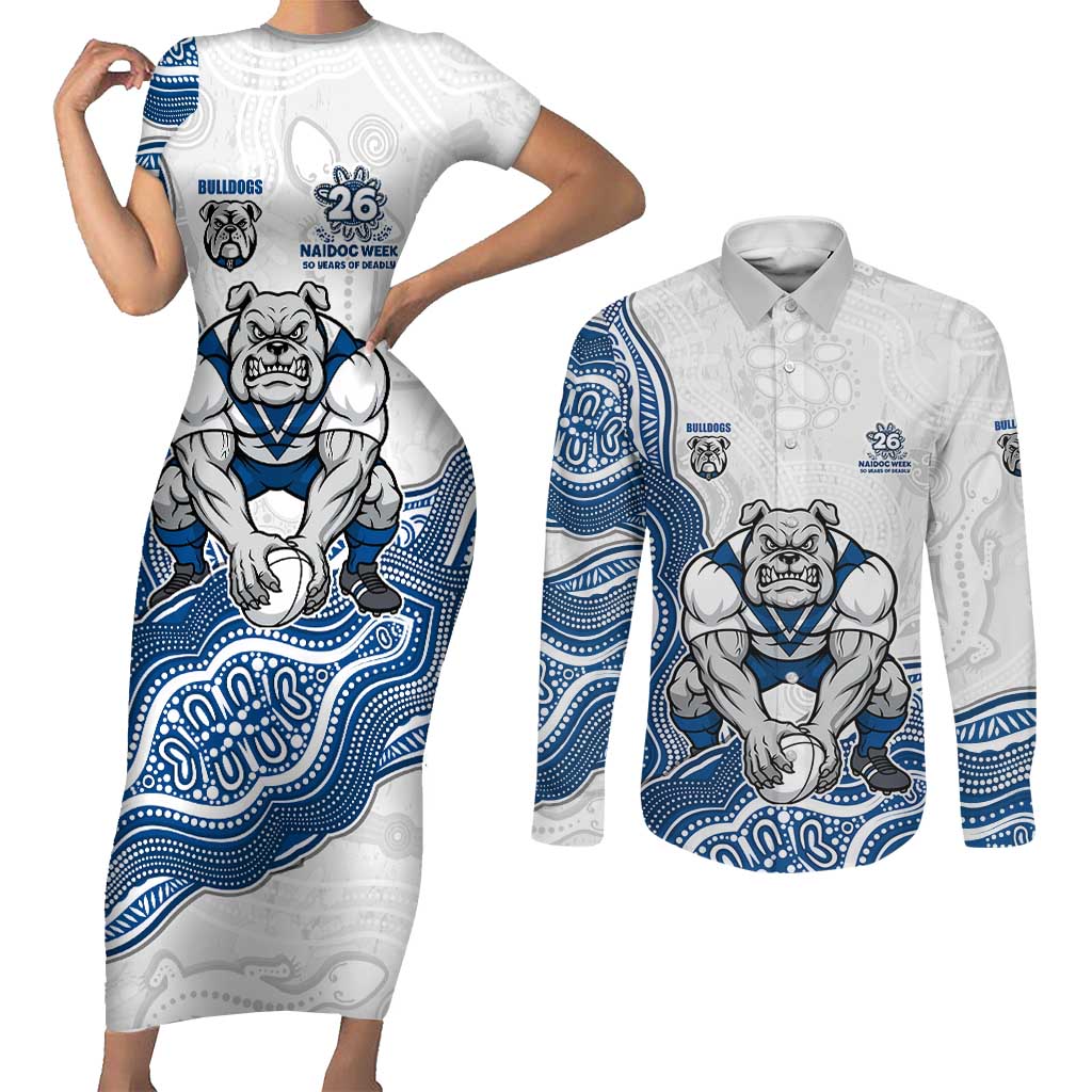 Canterbury-Bankstown Bulldogs NAIDOC Week 2026 Couples Matching Short Sleeve Bodycon Dress and Long Sleeve Button Shirt First Nations of Australia Aboriginal Mascot Rugby