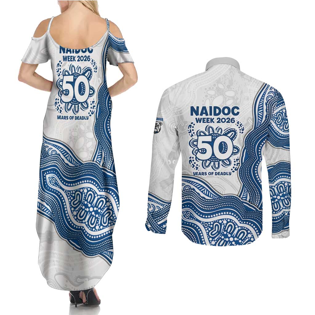Canterbury-Bankstown Bulldogs NAIDOC Week 2026 Couples Matching Summer Maxi Dress and Long Sleeve Button Shirt First Nations of Australia Aboriginal Mascot Rugby