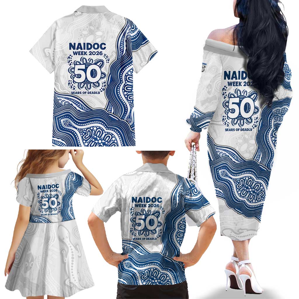 Canterbury-Bankstown Bulldogs NAIDOC Week 2026 Family Matching Off The Shoulder Long Sleeve Dress and Hawaiian Shirt First Nations of Australia Aboriginal Mascot Rugby