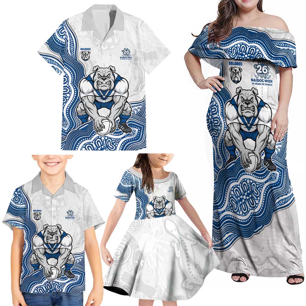 Canterbury-Bankstown Bulldogs NAIDOC Week 2026 Family Matching Off Shoulder Maxi Dress and Hawaiian Shirt First Nations of Australia Aboriginal Mascot Rugby