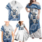 Canterbury-Bankstown Bulldogs NAIDOC Week 2026 Family Matching Off Shoulder Maxi Dress and Hawaiian Shirt First Nations of Australia Aboriginal Mascot Rugby