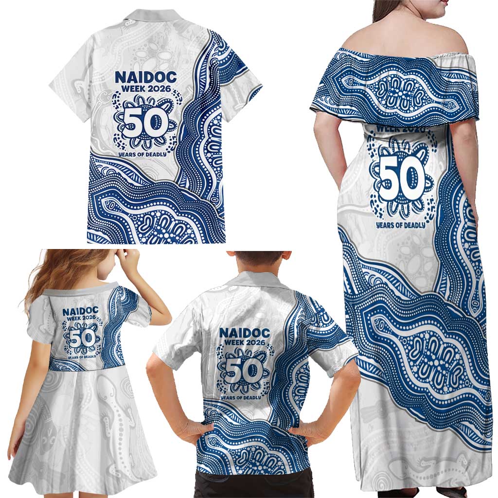 Canterbury-Bankstown Bulldogs NAIDOC Week 2026 Family Matching Off Shoulder Maxi Dress and Hawaiian Shirt First Nations of Australia Aboriginal Mascot Rugby