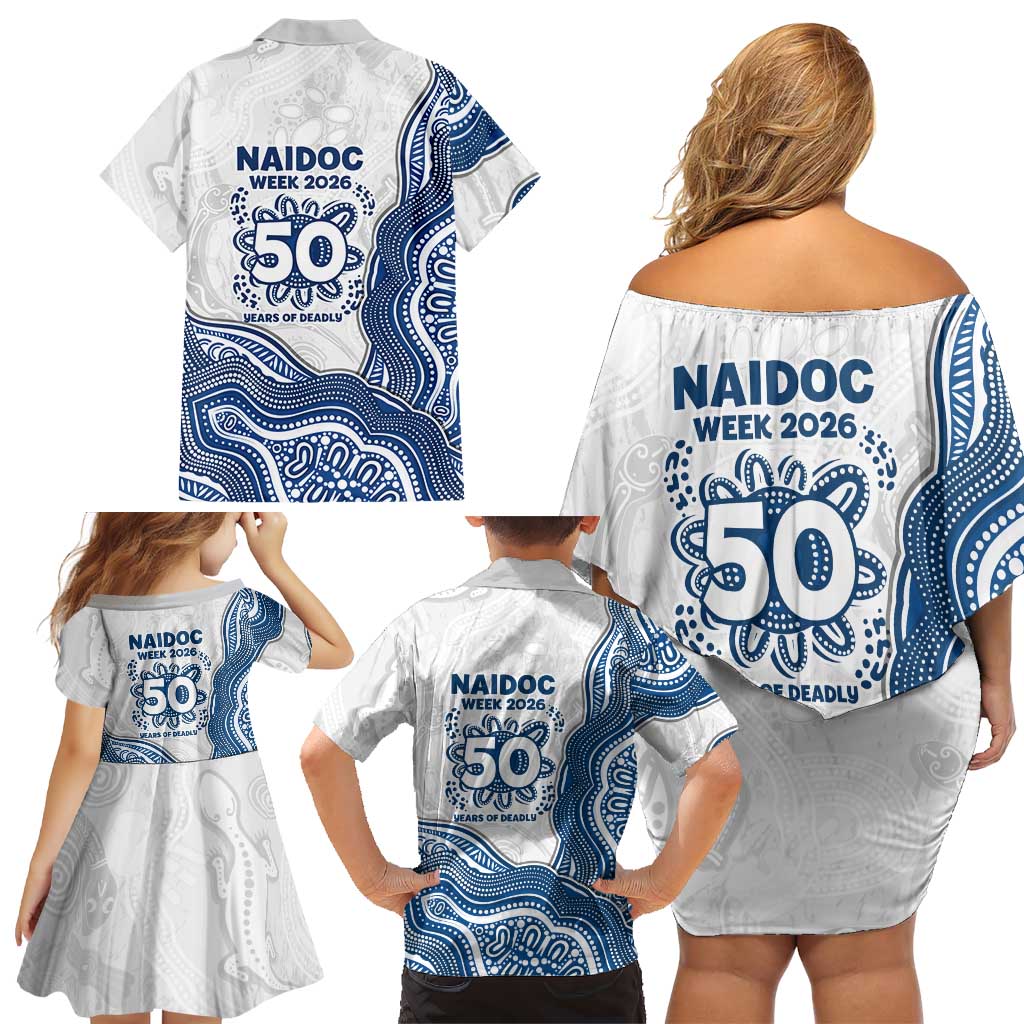 Canterbury-Bankstown Bulldogs NAIDOC Week 2026 Family Matching Off Shoulder Short Dress and Hawaiian Shirt First Nations of Australia Aboriginal Mascot Rugby