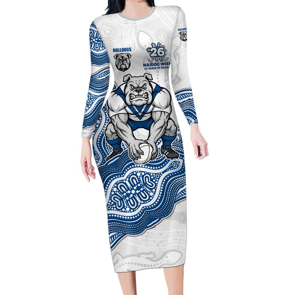 Canterbury-Bankstown Bulldogs NAIDOC Week 2026 Long Sleeve Bodycon Dress First Nations of Australia Aboriginal Mascot Rugby