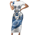 Canterbury-Bankstown Bulldogs NAIDOC Week 2026 Short Sleeve Bodycon Dress First Nations of Australia Aboriginal Mascot Rugby
