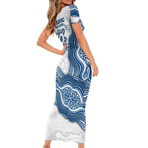 Canterbury-Bankstown Bulldogs NAIDOC Week 2026 Short Sleeve Bodycon Dress First Nations of Australia Aboriginal Mascot Rugby