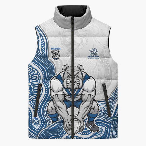 Canterbury-Bankstown Bulldogs NAIDOC Week 2026 Sleeveless Puffer Jacket First Nations of Australia Aboriginal Mascot Rugby