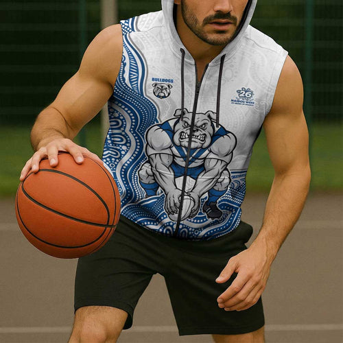 Canterbury-Bankstown Bulldogs NAIDOC Week 2026 Sleeveless Zip Hoodie First Nations of Australia Aboriginal Mascot Rugby