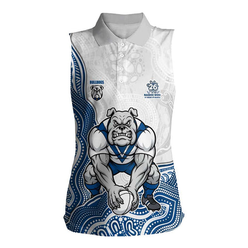 Canterbury-Bankstown Bulldogs NAIDOC Week 2026 Women Sleeveless Polo Shirt First Nations of Australia Aboriginal Mascot Rugby