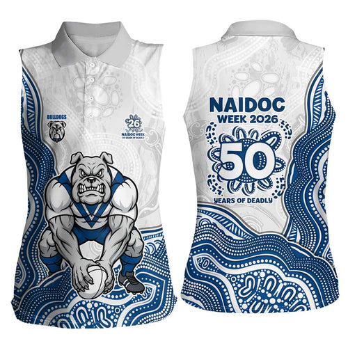 Canterbury-Bankstown Bulldogs NAIDOC Week 2026 Women Sleeveless Polo Shirt First Nations of Australia Aboriginal Mascot Rugby