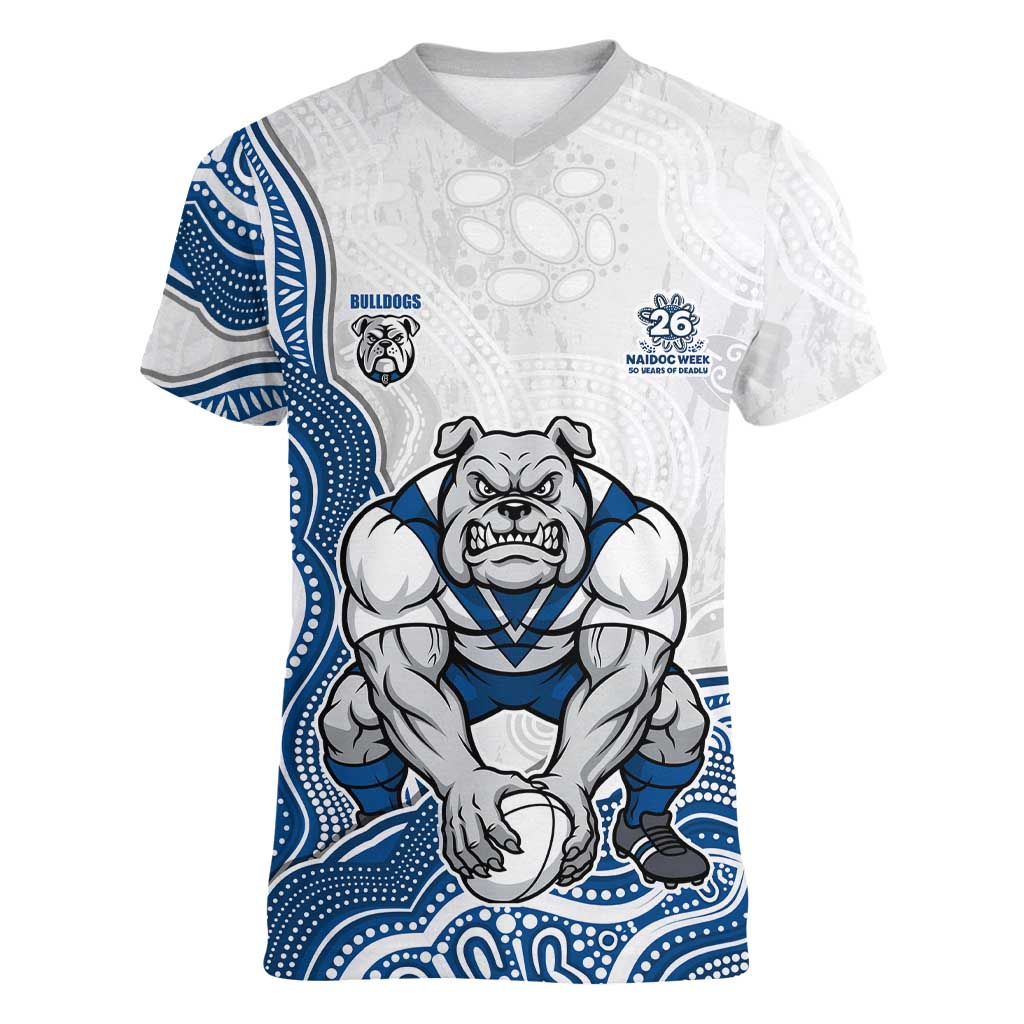 Canterbury-Bankstown Bulldogs NAIDOC Week 2026 Women V-Neck T-Shirt First Nations of Australia Aboriginal Mascot Rugby