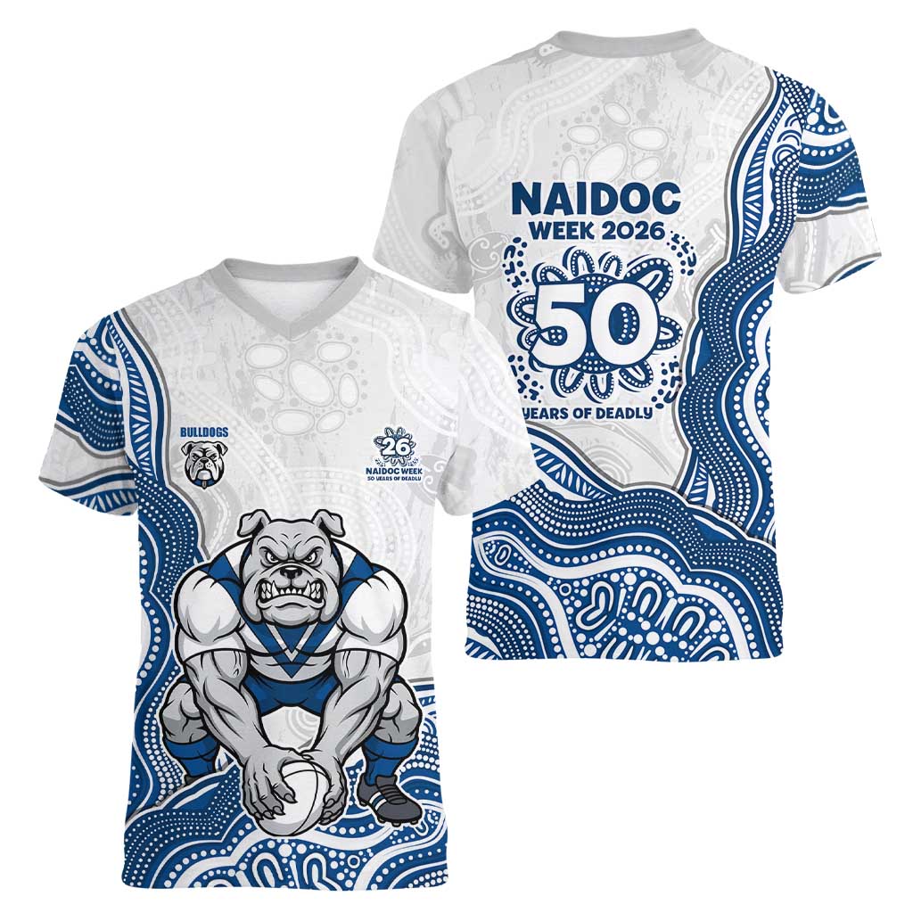 Canterbury-Bankstown Bulldogs NAIDOC Week 2026 Women V-Neck T-Shirt First Nations of Australia Aboriginal Mascot Rugby