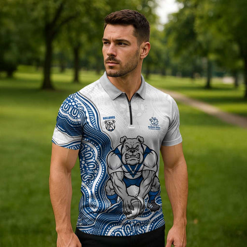 Canterbury-Bankstown Bulldogs NAIDOC Week 2026 Zipper Polo Shirt First Nations of Australia Aboriginal Mascot Rugby