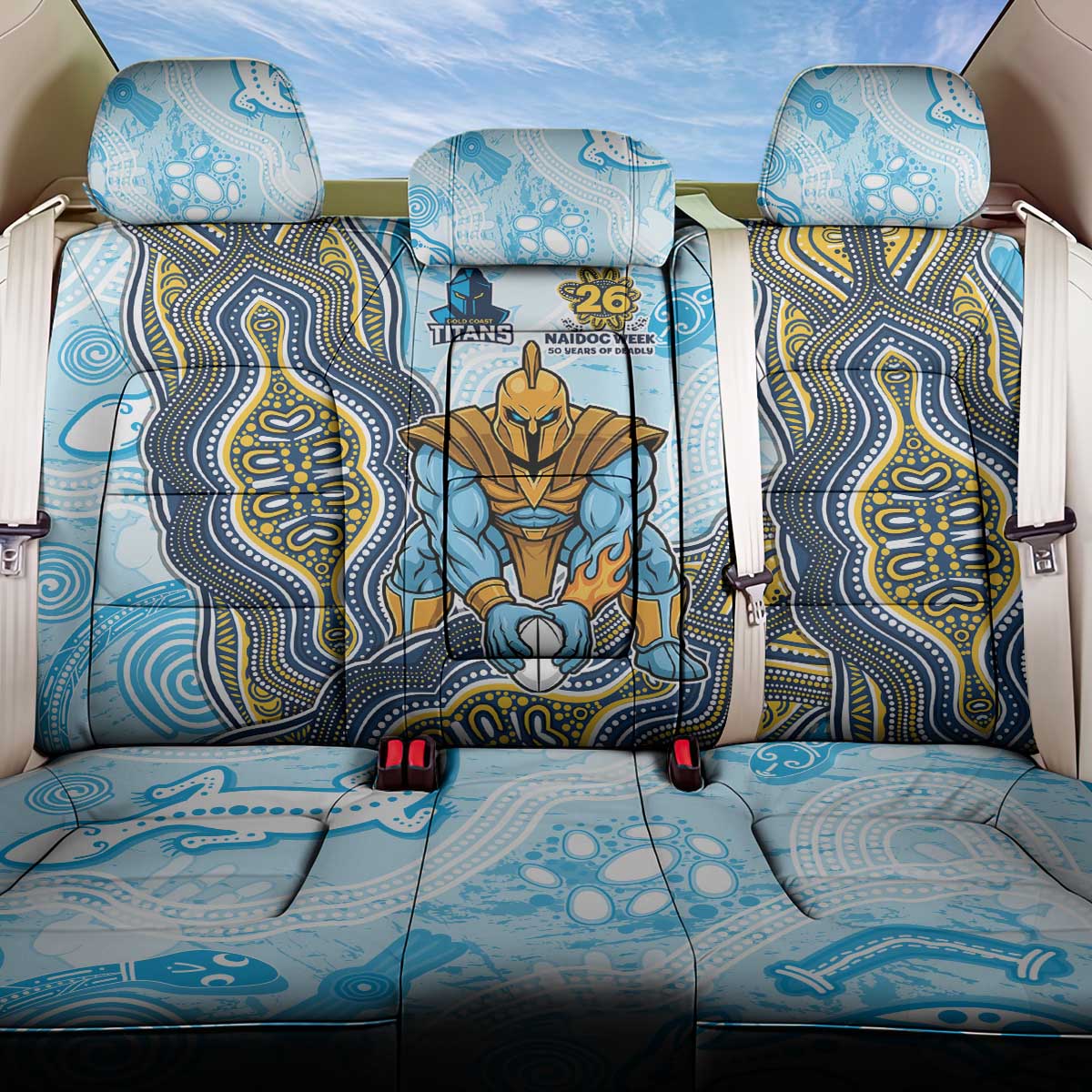 Gold Coast Titans NAIDOC Week 2026 Back Car Seat Cover First Nations of Australia Aboriginal Mascot Rugby