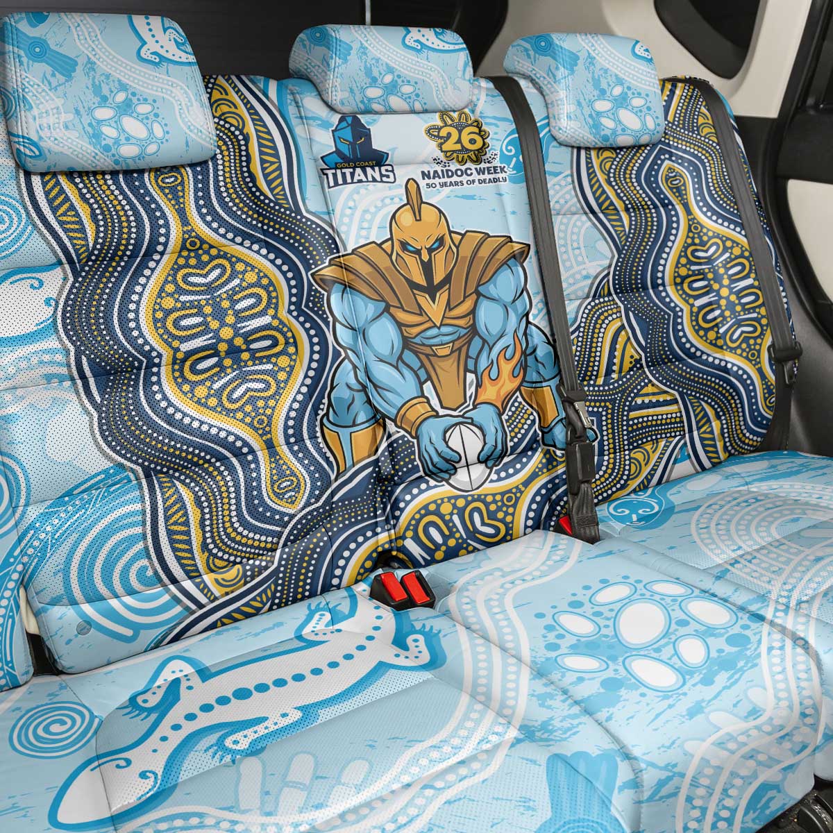 Gold Coast Titans NAIDOC Week 2026 Back Car Seat Cover First Nations of Australia Aboriginal Mascot Rugby