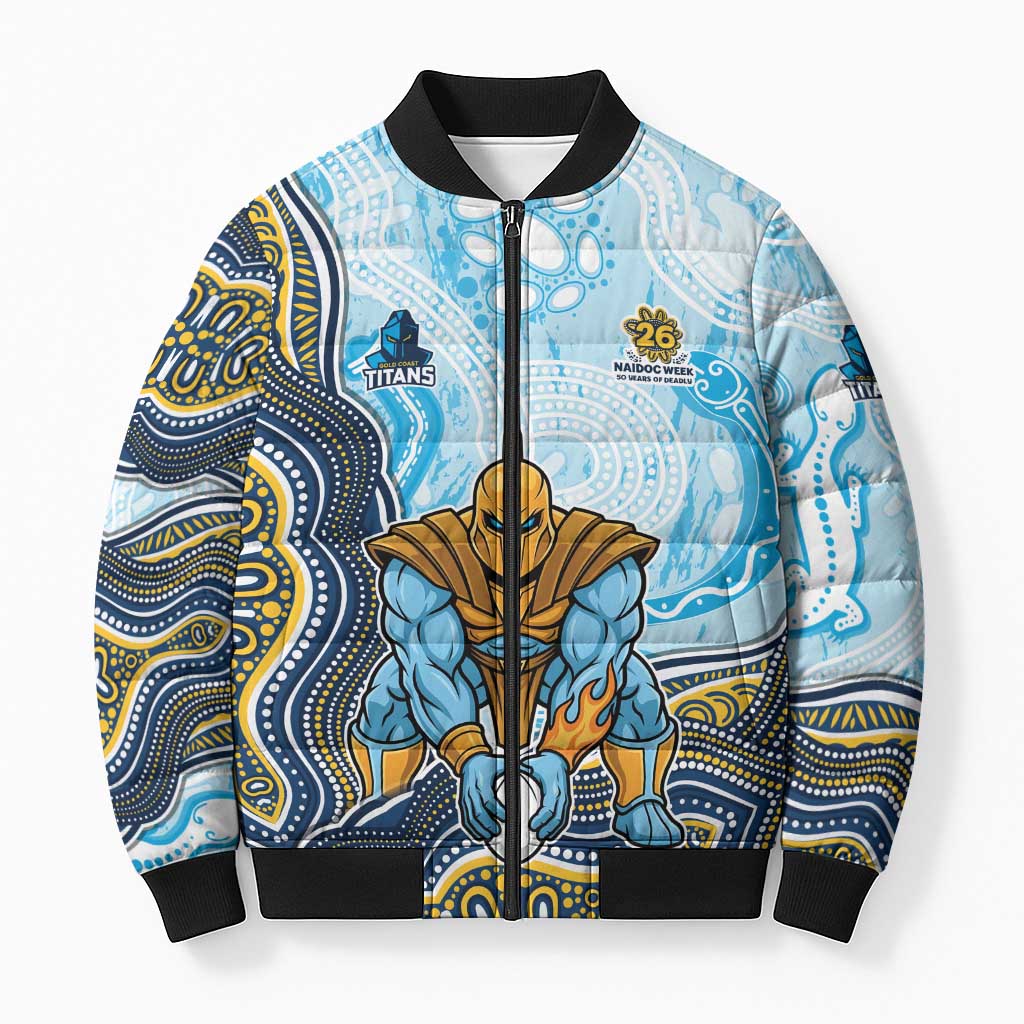 Gold Coast Titans NAIDOC Week 2026 Bomber Puffer Jacket First Nations of Australia Aboriginal Mascot Rugby