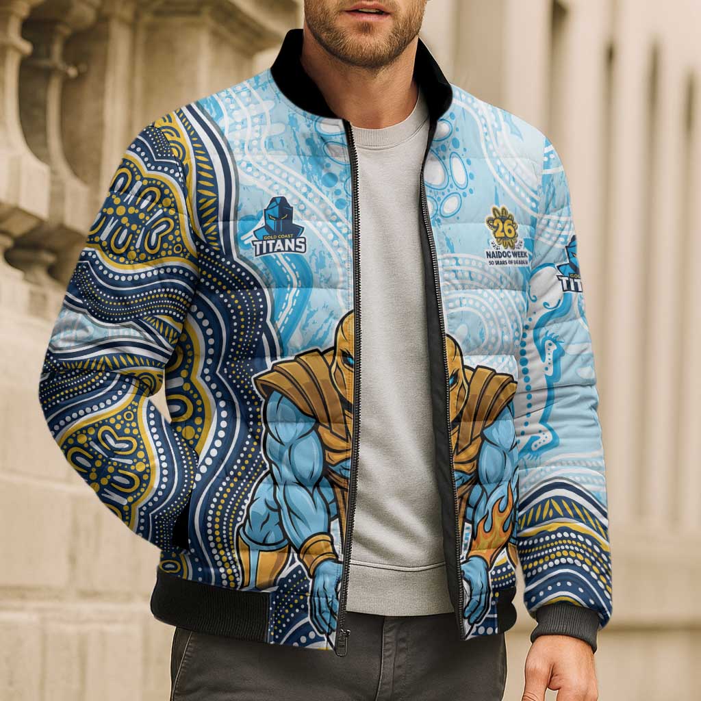 Gold Coast Titans NAIDOC Week 2026 Bomber Puffer Jacket First Nations of Australia Aboriginal Mascot Rugby
