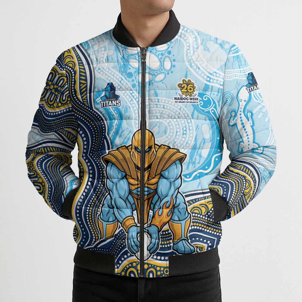 Gold Coast Titans NAIDOC Week 2026 Bomber Puffer Jacket First Nations of Australia Aboriginal Mascot Rugby