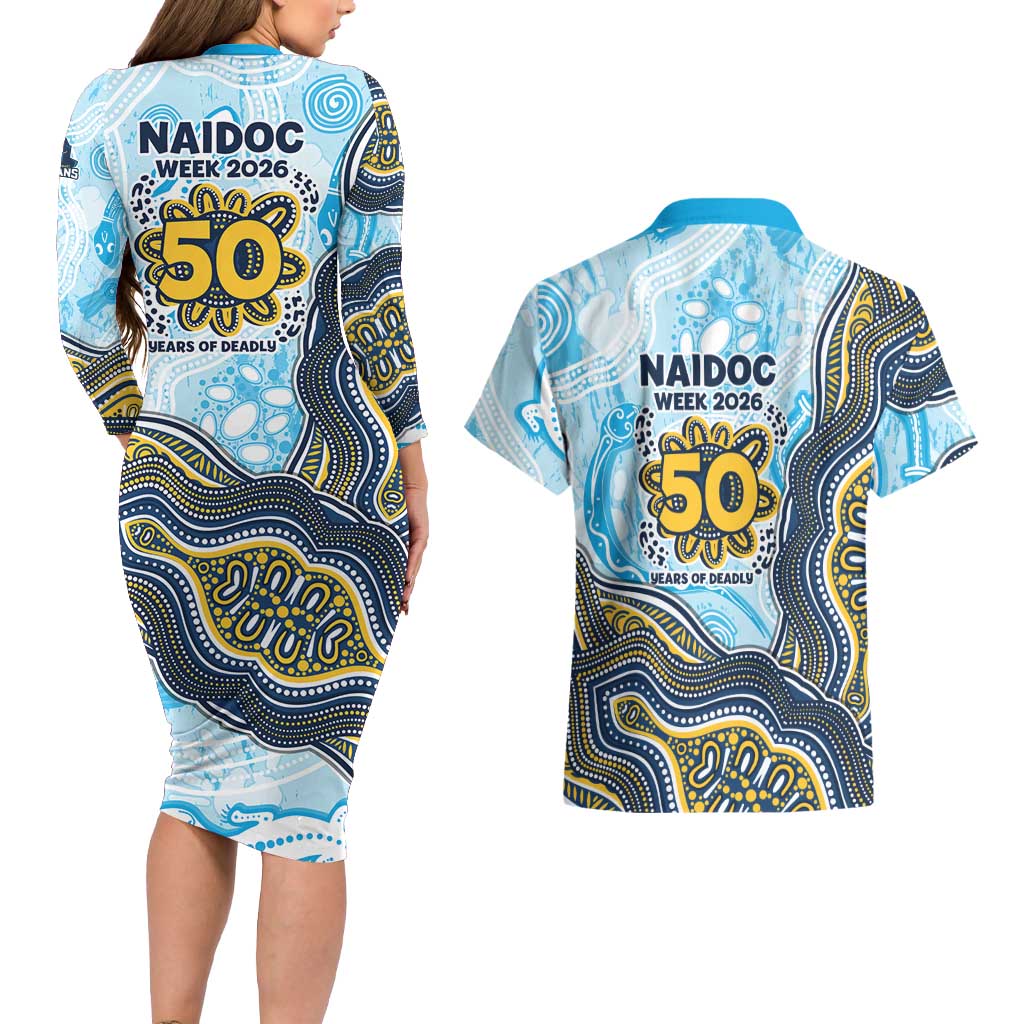 Gold Coast Titans NAIDOC Week 2026 Couples Matching Long Sleeve Bodycon Dress and Hawaiian Shirt First Nations of Australia Aboriginal Mascot Rugby