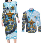 Gold Coast Titans NAIDOC Week 2026 Couples Matching Long Sleeve Bodycon Dress and Long Sleeve Button Shirt First Nations of Australia Aboriginal Mascot Rugby