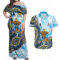 Gold Coast Titans NAIDOC Week 2026 Couples Matching Off Shoulder Maxi Dress and Hawaiian Shirt First Nations of Australia Aboriginal Mascot Rugby