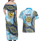 Gold Coast Titans NAIDOC Week 2026 Couples Matching Off Shoulder Maxi Dress and Hawaiian Shirt First Nations of Australia Aboriginal Mascot Rugby