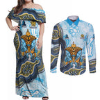 Gold Coast Titans NAIDOC Week 2026 Couples Matching Off Shoulder Maxi Dress and Long Sleeve Button Shirt First Nations of Australia Aboriginal Mascot Rugby