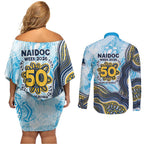 Gold Coast Titans NAIDOC Week 2026 Couples Matching Off Shoulder Short Dress and Long Sleeve Button Shirt First Nations of Australia Aboriginal Mascot Rugby