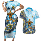 Gold Coast Titans NAIDOC Week 2026 Couples Matching Short Sleeve Bodycon Dress and Hawaiian Shirt First Nations of Australia Aboriginal Mascot Rugby