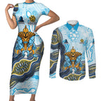 Gold Coast Titans NAIDOC Week 2026 Couples Matching Short Sleeve Bodycon Dress and Long Sleeve Button Shirt First Nations of Australia Aboriginal Mascot Rugby