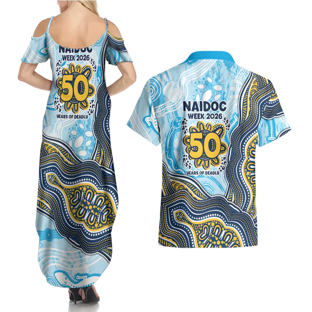 Gold Coast Titans NAIDOC Week 2026 Couples Matching Summer Maxi Dress and Hawaiian Shirt First Nations of Australia Aboriginal Mascot Rugby