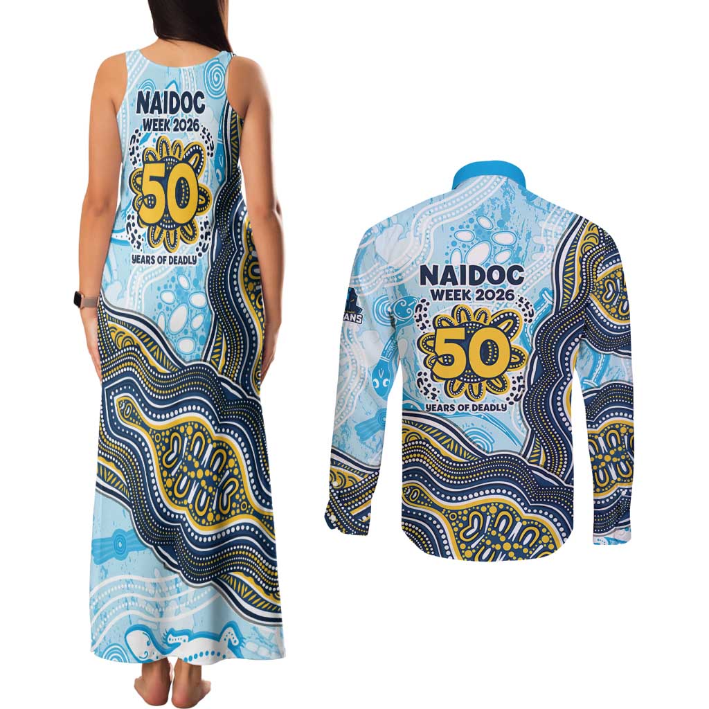 Gold Coast Titans NAIDOC Week 2026 Couples Matching Tank Maxi Dress and Long Sleeve Button Shirt First Nations of Australia Aboriginal Mascot Rugby