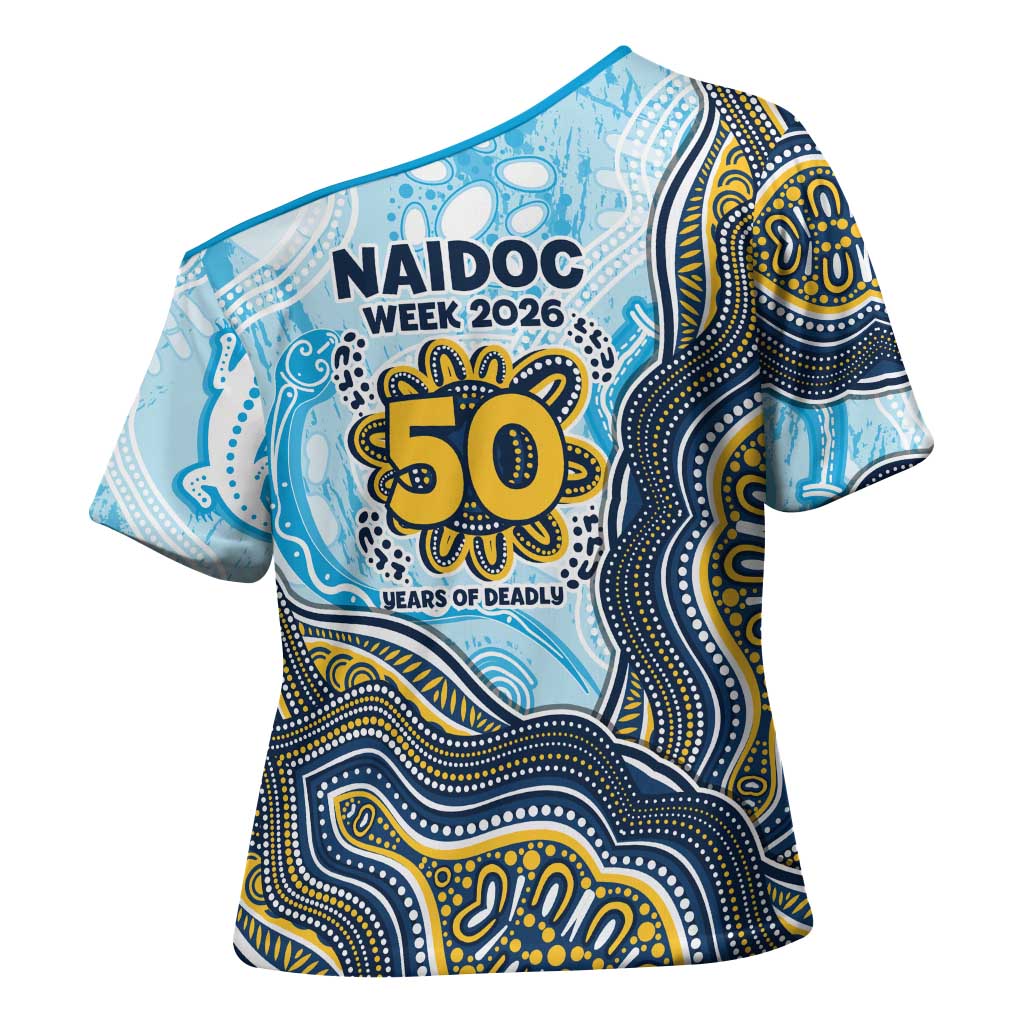 Gold Coast Titans NAIDOC Week 2026 Cross Shoulder Shirt First Nations of Australia Aboriginal Mascot Rugby