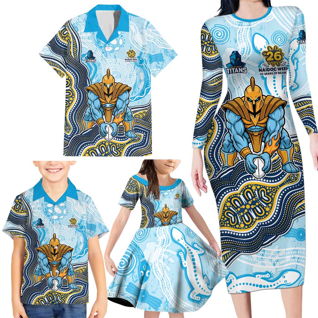Gold Coast Titans NAIDOC Week 2026 Family Matching Long Sleeve Bodycon Dress and Hawaiian Shirt First Nations of Australia Aboriginal Mascot Rugby