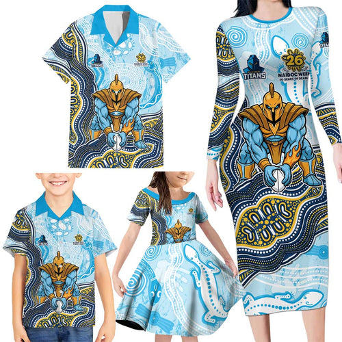 Gold Coast Titans NAIDOC Week 2026 Family Matching Long Sleeve Bodycon Dress and Hawaiian Shirt First Nations of Australia Aboriginal Mascot Rugby