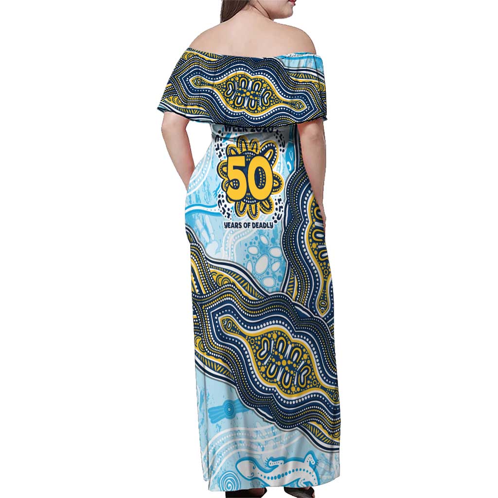 Gold Coast Titans NAIDOC Week 2026 Family Matching Off Shoulder Maxi Dress and Hawaiian Shirt First Nations of Australia Aboriginal Mascot Rugby