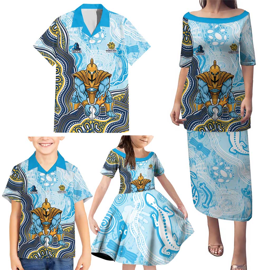 Gold Coast Titans NAIDOC Week 2026 Family Matching Puletasi and Hawaiian Shirt First Nations of Australia Aboriginal Mascot Rugby