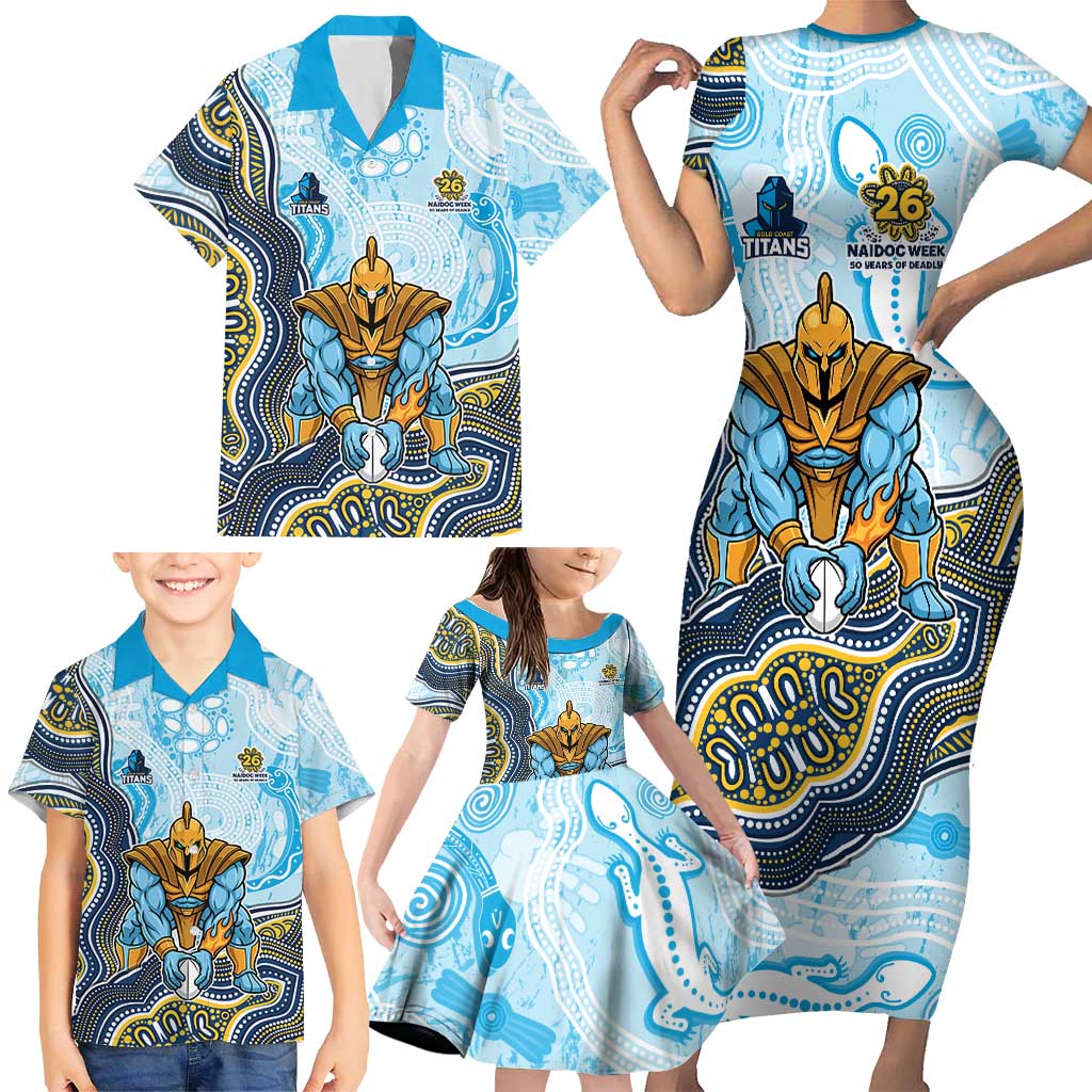 Gold Coast Titans NAIDOC Week 2026 Family Matching Short Sleeve Bodycon Dress and Hawaiian Shirt First Nations of Australia Aboriginal Mascot Rugby