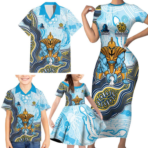 Gold Coast Titans NAIDOC Week 2026 Family Matching Short Sleeve Bodycon Dress and Hawaiian Shirt First Nations of Australia Aboriginal Mascot Rugby
