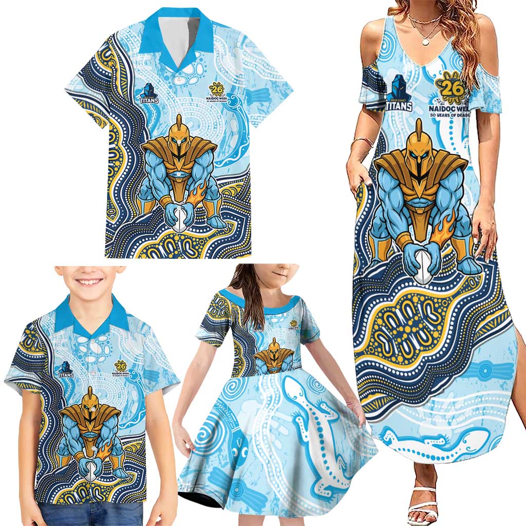 Gold Coast Titans NAIDOC Week 2026 Family Matching Summer Maxi Dress and Hawaiian Shirt First Nations of Australia Aboriginal Mascot Rugby
