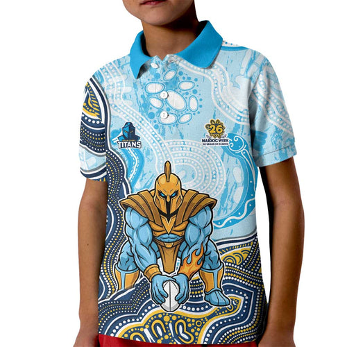 Gold Coast Titans NAIDOC Week 2026 Kid Polo Shirt First Nations of Australia Aboriginal Mascot Rugby