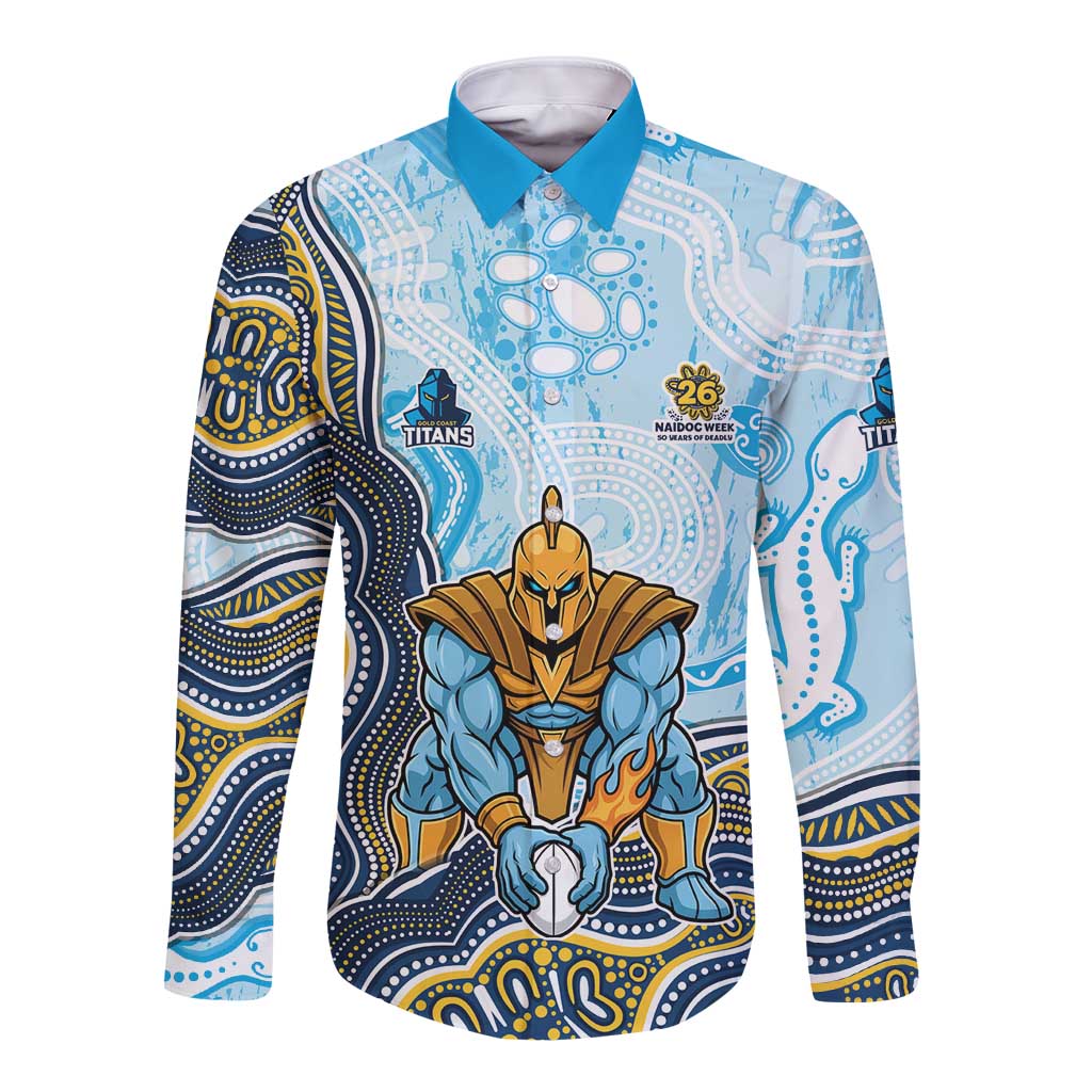 Gold Coast Titans NAIDOC Week 2026 Long Sleeve Button Shirt First Nations of Australia Aboriginal Mascot Rugby