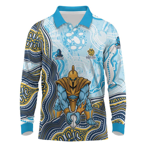 Gold Coast Titans NAIDOC Week 2026 Long Sleeve Polo Shirt First Nations of Australia Aboriginal Mascot Rugby