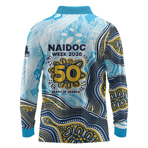 Gold Coast Titans NAIDOC Week 2026 Long Sleeve Polo Shirt First Nations of Australia Aboriginal Mascot Rugby