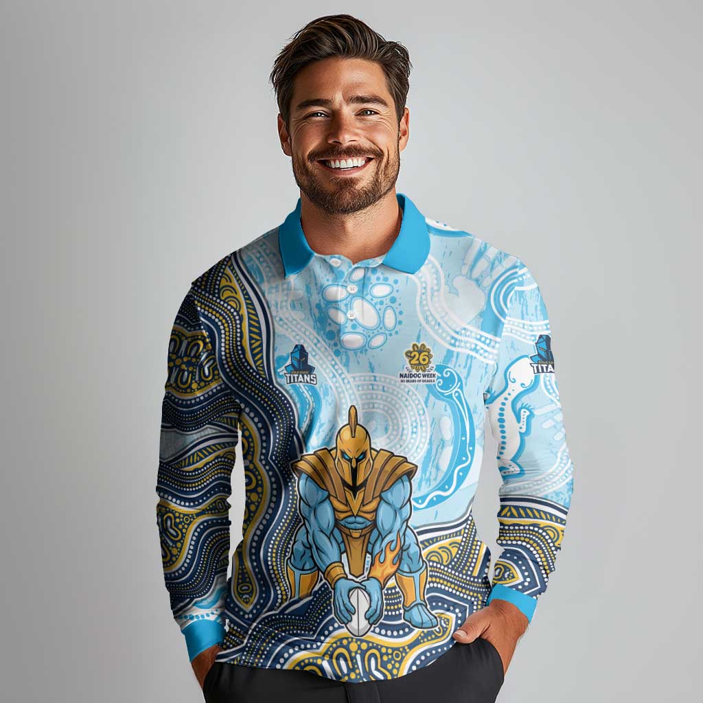 Gold Coast Titans NAIDOC Week 2026 Long Sleeve Polo Shirt First Nations of Australia Aboriginal Mascot Rugby