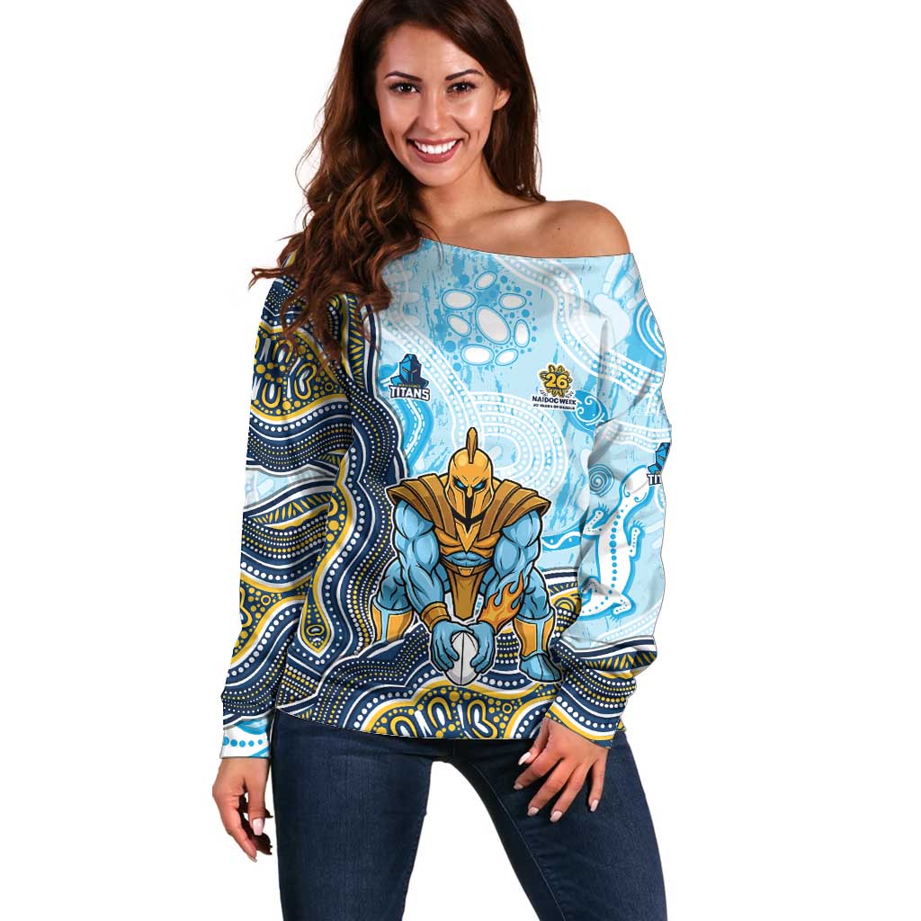Gold Coast Titans NAIDOC Week 2026 Off Shoulder Sweater First Nations of Australia Aboriginal Mascot Rugby